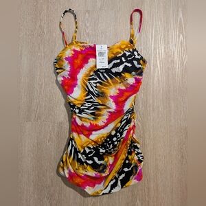 Natori Swim Top Women's 8B/C Multicolor Mayon Dragon